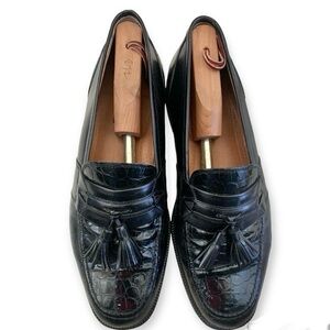 Bostonian Florentine Tassel & Kiltie Loafers Size Croc Embossed Leather 10.5W